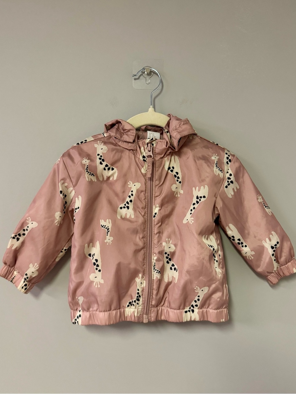 H&M Pink Giraffe Hooded Rain Jacket